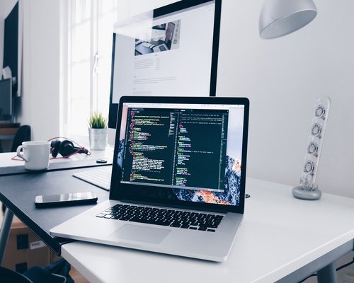 Cozy home interior workspace setup near windows